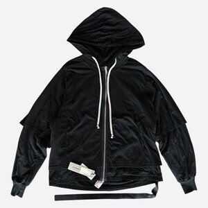 Rick Owens Black Hustler Zip Up Hoodie